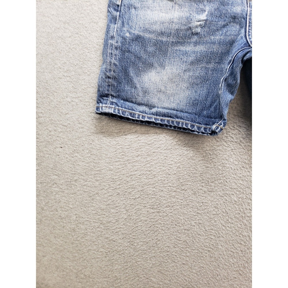 Uniqlo Women Short 26 Blue Distressed Logo 5 Pocket 100% Cotton Casual Denim - Picture 4 of 16